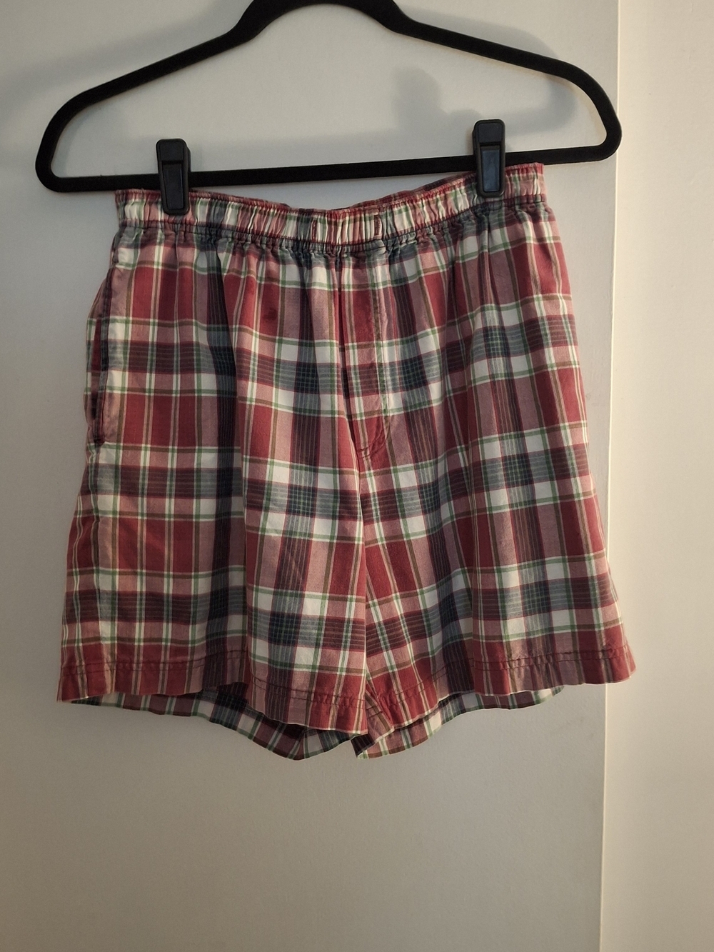 Eddie Bauer Women's Red Plaid Cotton Bermuda Shorts